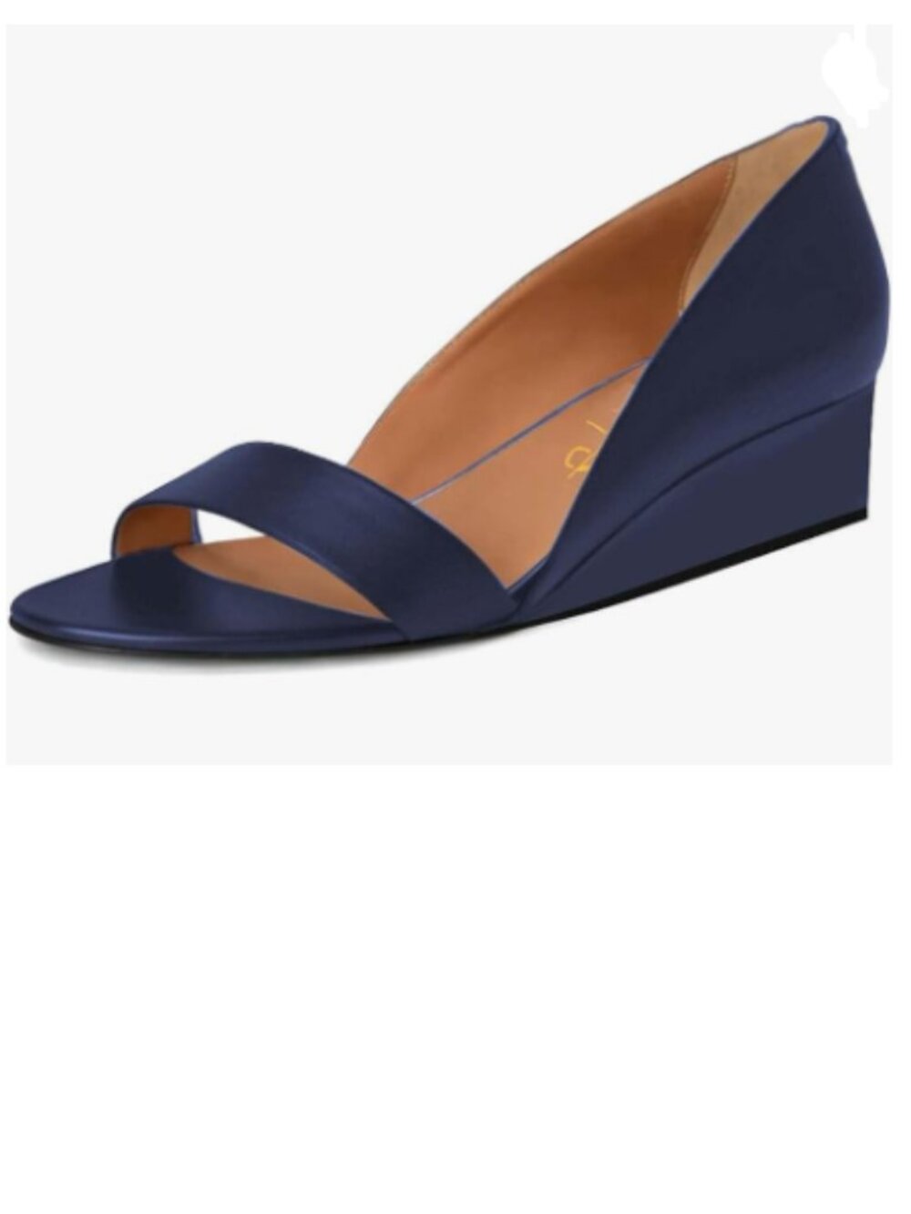 XYD Dark Blue Open Toe Slip On Wedges Low Heel | Single Strap, Round Toe,Sandal